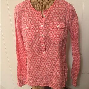 LOFT Coral Pink Button Down Tunic Shirt